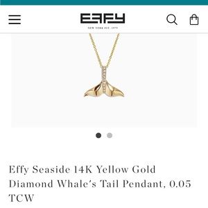 Effy solid 14k gold whale tail with diamonds like new, includes chain